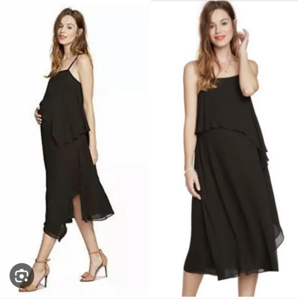 Hatch layered chiffon maternity slip dress